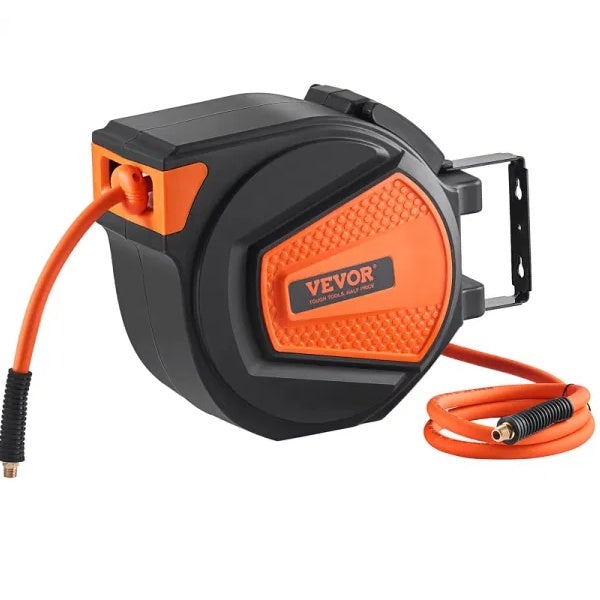 VEVOR Retractable Air Hose Reel | 3/8" x 50ft, 300 PSI, Auto-Rewind, 180° Swivel Mount, Workshop & Garage