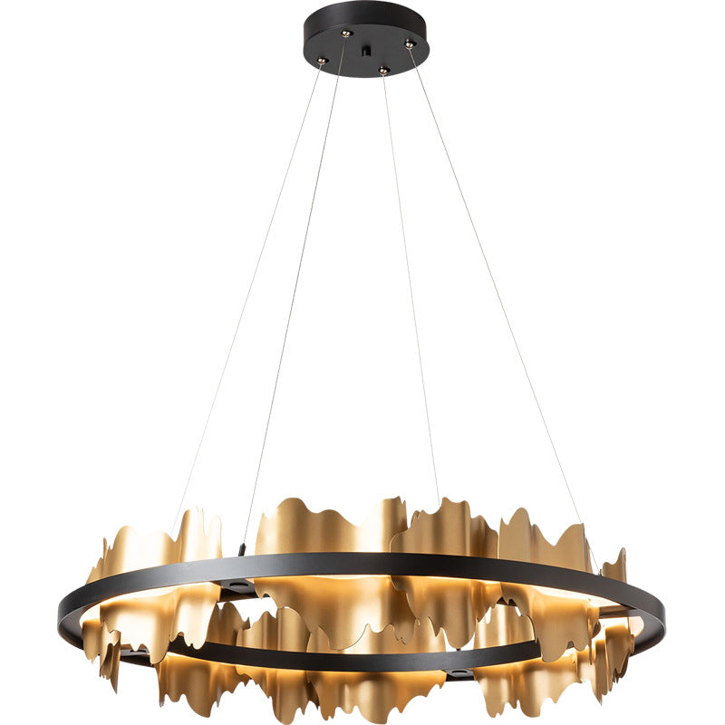 Postmodern Italian Minimalist Organic Glass LED Pendant Chandelier | D60 & D80, 2m Adjustable, Black & Gold, 220V