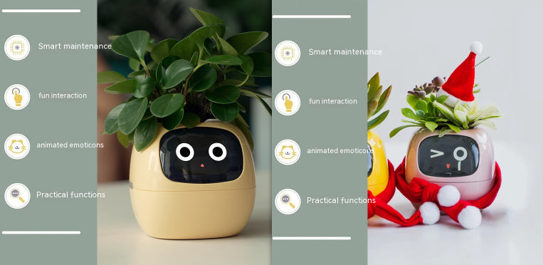 Smart AI Electronic Plant Pot – 7 Sensors, 49+ Expressions & Intelligent Water Monitor