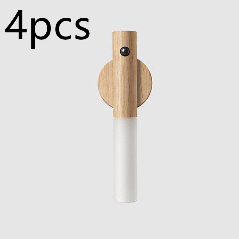 PIR Motion Sensor LED Night Light | Magnetic Wood Base | USB Rechargeable | 4m Detection | Warm White | Ash & Walnut