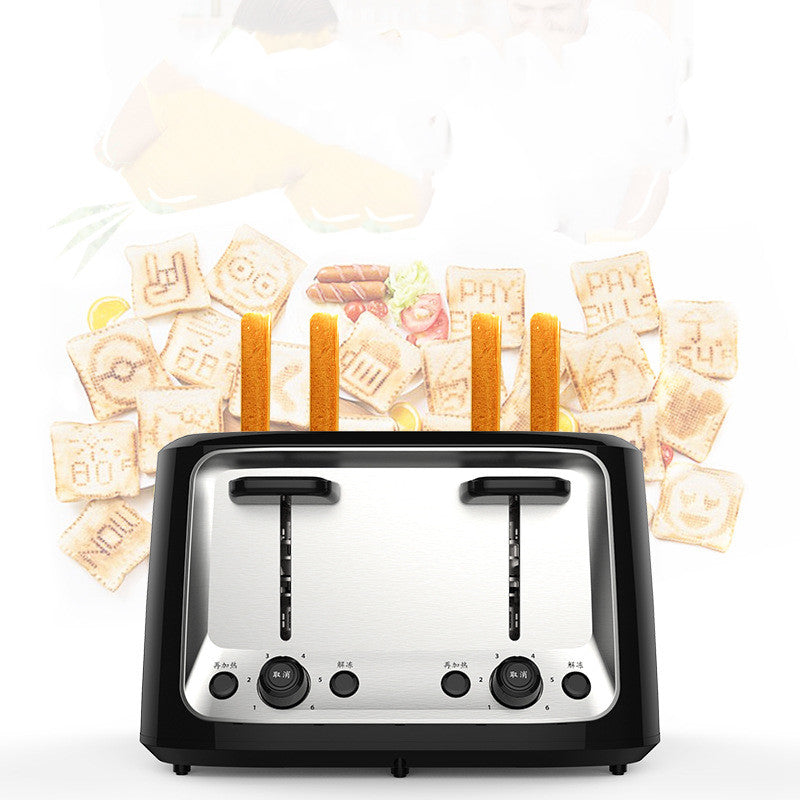 4-Slice Automatic Toaster | 1500W | 6-Level Browning | 220V | AU, CN, EU, UK & US Plug | Toaster Only, Plug Only & Set | Black | Home Kitchen