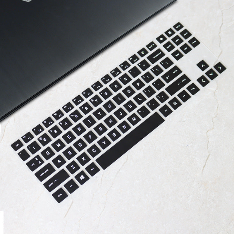 15.6" Keyboard Cover Skin for HP Shadow Elf 6 Ryzen | PVC, Transparent, Translucent Black & White