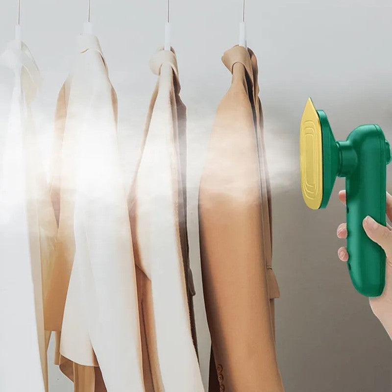 Portable Mini Steam Iron | 33W | 100–240V Universal | Ceramic Panel | Wet & Dry | 2-Stage Temp | Hang & Flat | AU, EU & US Plug | Dark Green