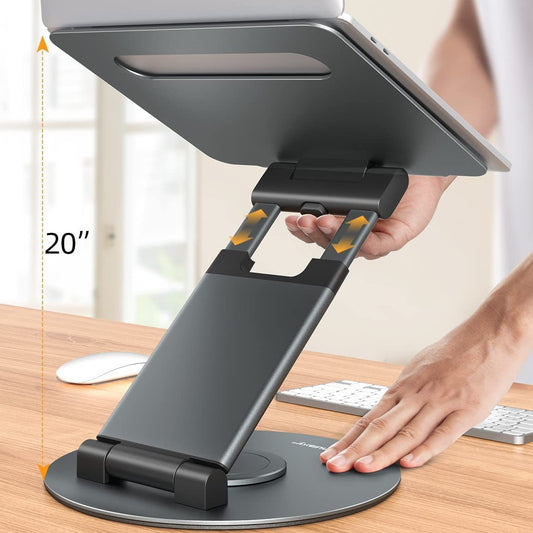 Aluminum Alloy Adjustable Laptop Stand | Ergonomic Desk Riser | Standard & 360° Rotating | Gray, Silver & Rose Gold