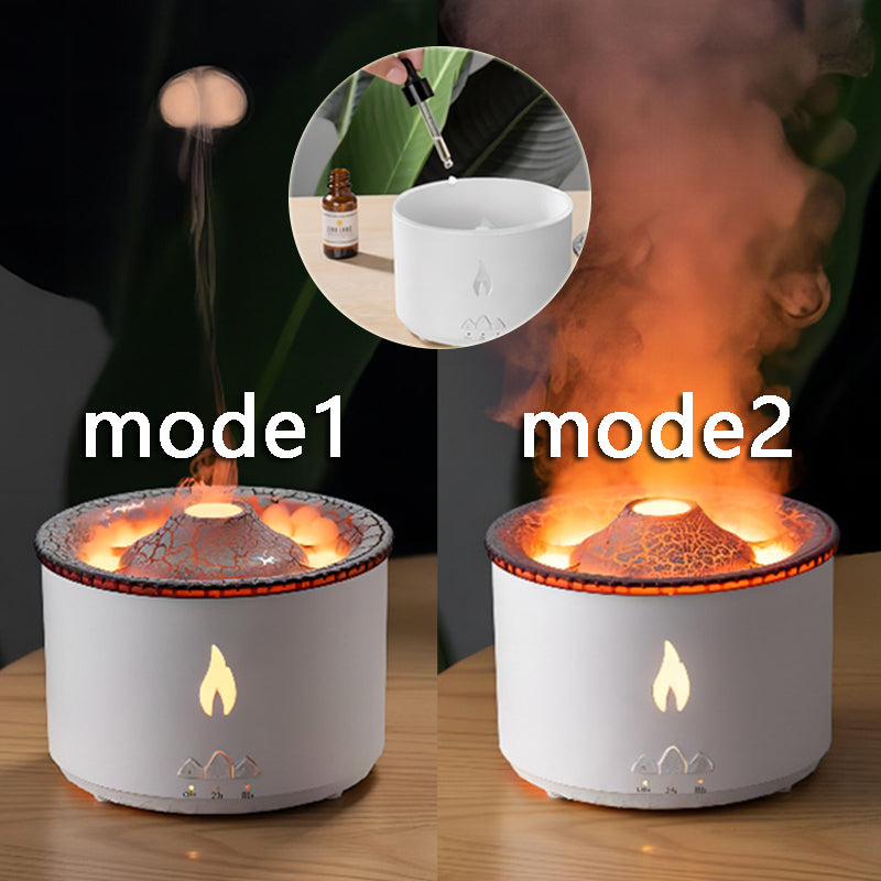 350ml Ultrasonic Flame & Jellyfish Smoke Ring Aromatherapy Humidifier Diffuser | 10W, 2/8hr Timer, AU/EU/UK/US Plug
