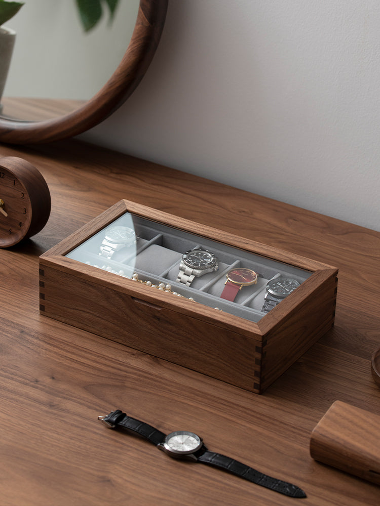 Japanese Retro Solid Wood Watch Storage Box & Display Stand | 7 or 10 Slot, Bedroom Organizer