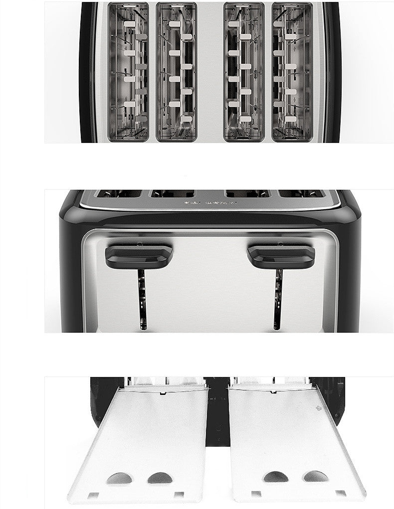 4-Slice Automatic Toaster | 1500W | 6-Level Browning | 220V | AU, CN, EU, UK & US Plug | Toaster Only, Plug Only & Set | Black | Home Kitchen