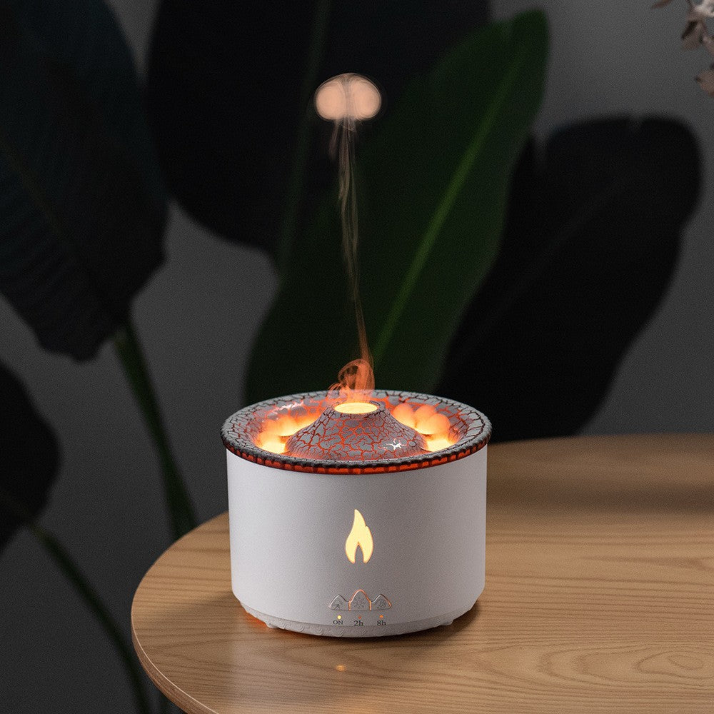 350ml Ultrasonic Flame & Jellyfish Smoke Ring Aromatherapy Humidifier Diffuser | 10W, 2/8hr Timer, AU/EU/UK/US Plug