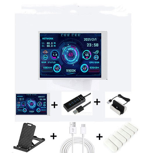 3.5" USB IPS Secondary Monitor | PC Chassis Screen | Date Display | Type-C | IPS Full View