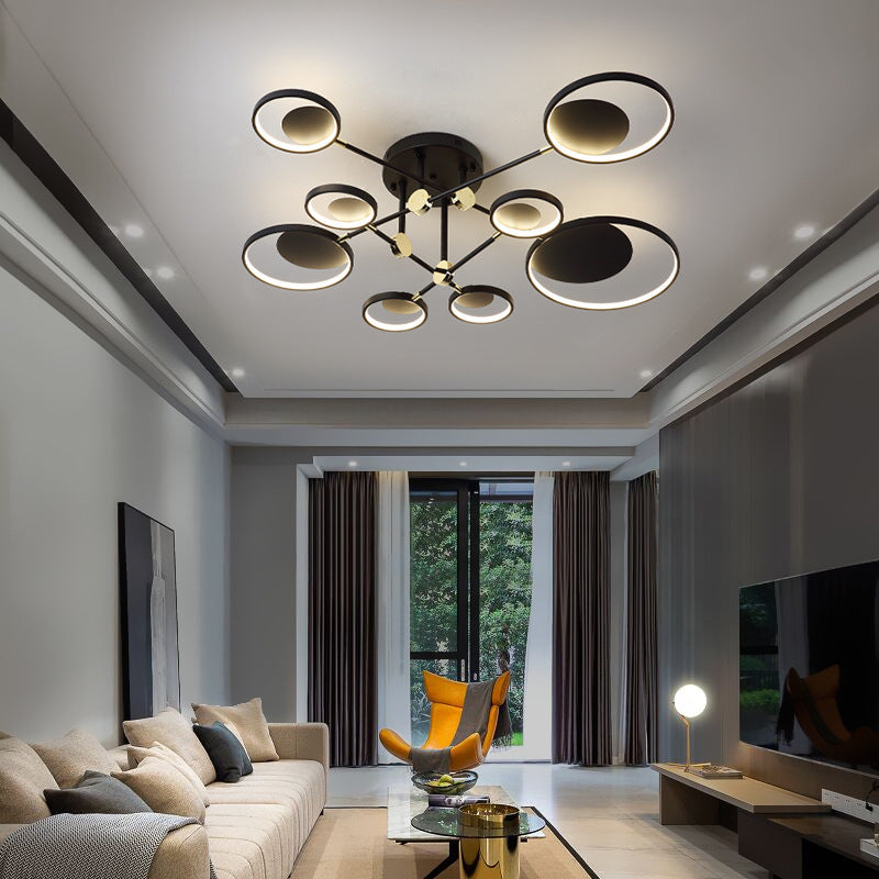 AH-3535 Nordic Glass Molecular LED Ceiling Light | Tricolor Dimming, 4/6/8 Heads, Ø720mm, CE Certified, 220V