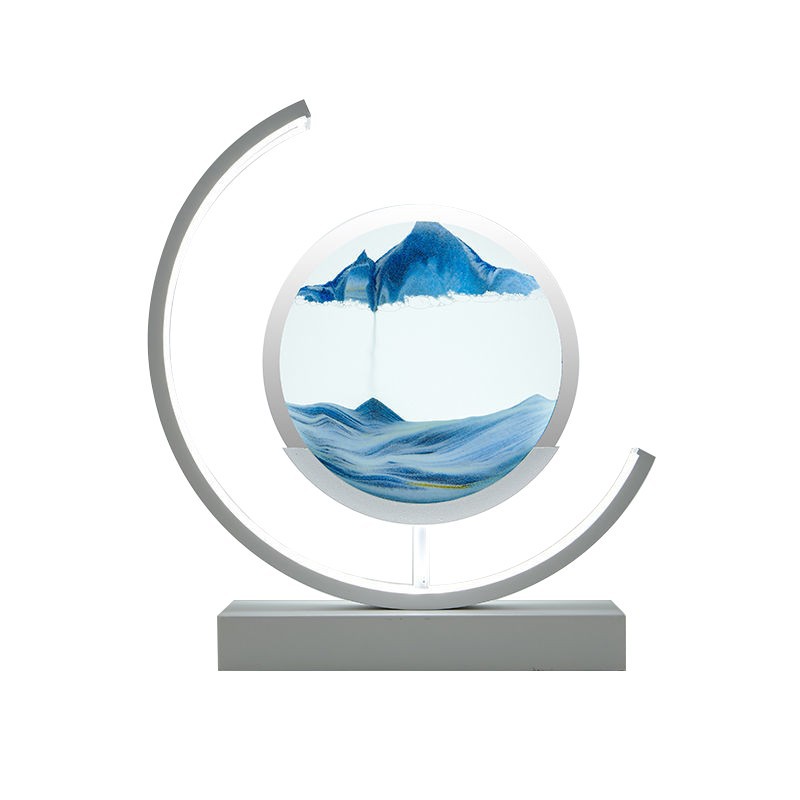 Quicksand LED Decorative Lamp | 3D Flowing Sand Art Light | Aluminium & Glass | 250×240mm | Semicircle | Touch Switch | 8 Sand Colours | Modern Minimalist | Home & Office Decor Gift