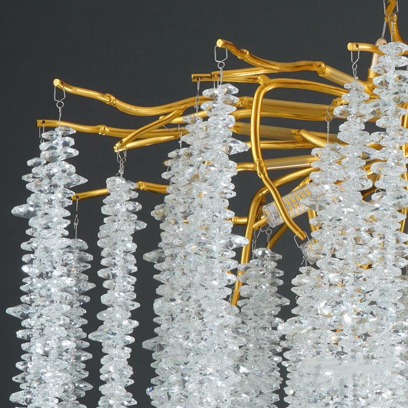 Light Luxury Aluminium Crystal LED Chandelier | Round & Long, 6 Sizes 60-150cm, 50cm Adjustable, 111-240V