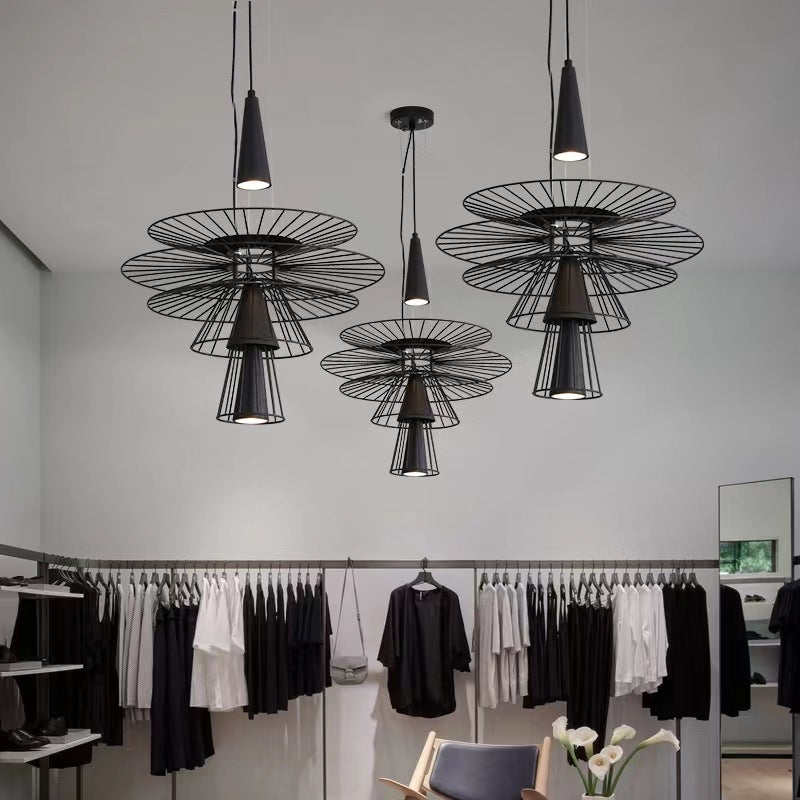 Modern Creative Art Iron LED Pendant Light | Warm & Cool White, Black & Gold, 12,000h, 5-10㎡, Button Switch