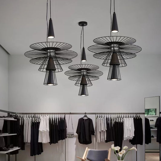 Modern Creative Art Iron LED Pendant Light | Warm & Cool White, Black & Gold, 12,000h, 5-10㎡, Button Switch