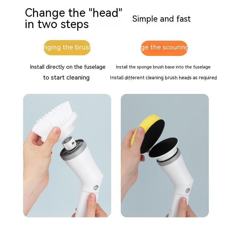 Multifunctional Electric Cleaning Brush | Type-C Rechargeable | Telescopic Long Handle | Elbow Design | Wall, Tile & Bathroom Scrubber | White