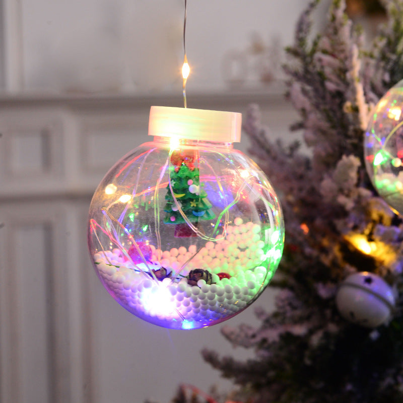 10-Piece LED Christmas Wishing Ball String Lights | PVC | Snowman, Santa & Christmas Tree | Window & Room Decoration | Fairy Curtain Light