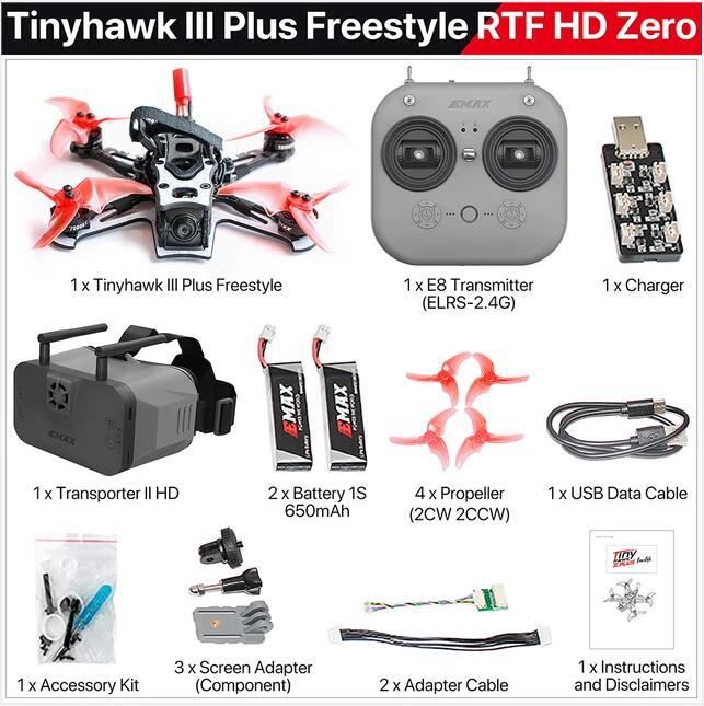 Tinyhawk III Plus Freestyle HD FPV Drone | ELRS 2.4G with Transporter II Goggles