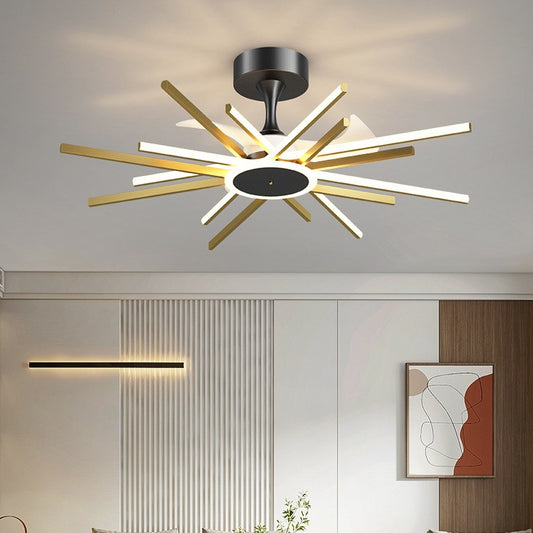 Nordic Light Luxury Iron LED Ceiling Fan Lamp | 3 Sizes 63-100cm, Black & Black Gold, Living Room & Bedroom