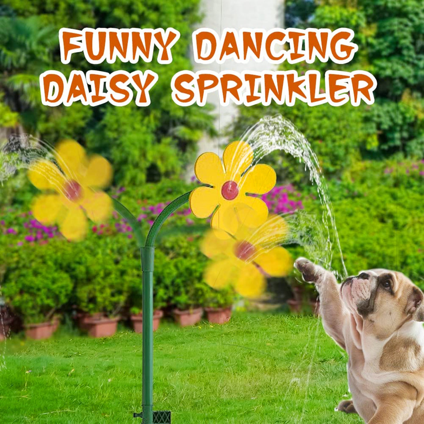 Dancing Daisy Sunflower Garden Sprinkler | PE + Sponge | Spinning Flower Sprinkler | Standard Hose Fit | With & Without Joint | Red, Yellow & White | Lawn, Garden & Yard Watering