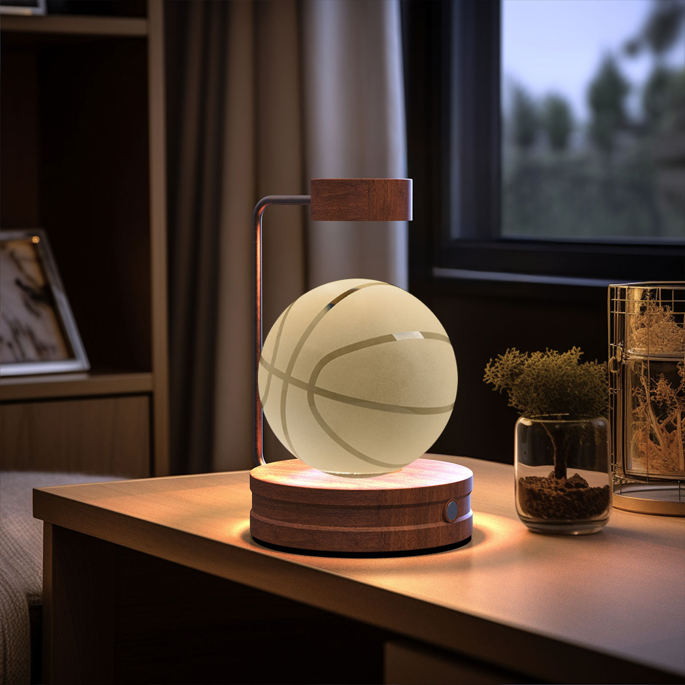 3D Crystal Glass LED Night Light | Touch Switch | USB Rechargeable | Walnut Wood Base | 27 Designs | Dark & Light Wood | Bedroom, Gift & Home Decor