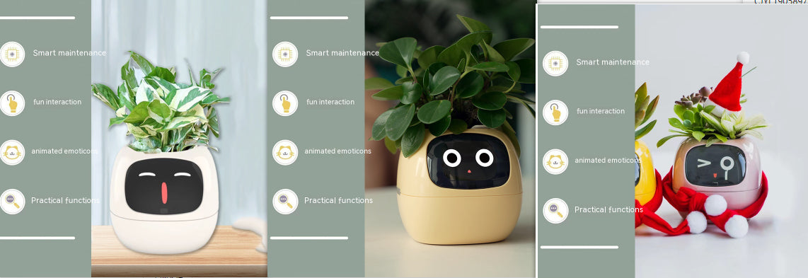 Smart AI Electronic Plant Pot – 7 Sensors, 49+ Expressions & Intelligent Water Monitor