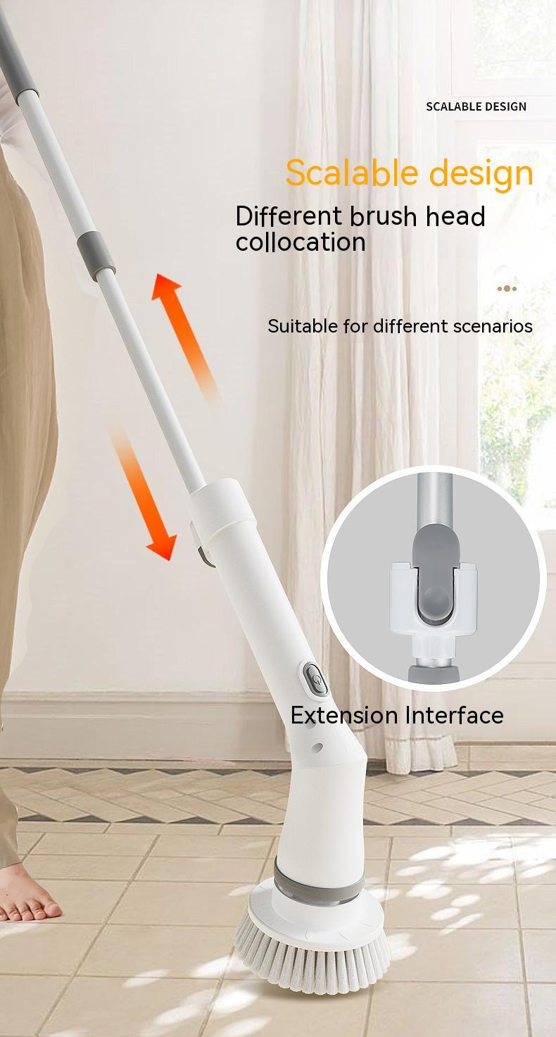 Multifunctional Electric Cleaning Brush | Type-C Rechargeable | Telescopic Long Handle | Elbow Design | Wall, Tile & Bathroom Scrubber | White