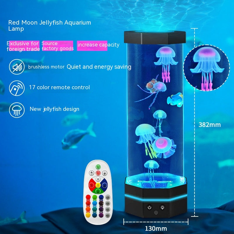 15-Inch Jellyfish Lava Lamp | 36 RGB | 17 Colours | Remote Control | Water Ripple Projector | USB Plug-In | Kids Night Light & Home Decor | Classic Black & Metallic Silver