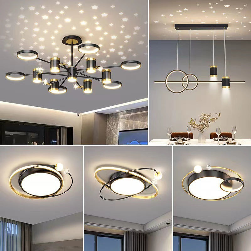 Nordic LED Iron Chandelier | 13 Heads, Remote Control, 1000mm, 15-30㎡, Living Room & Bedroom, Black