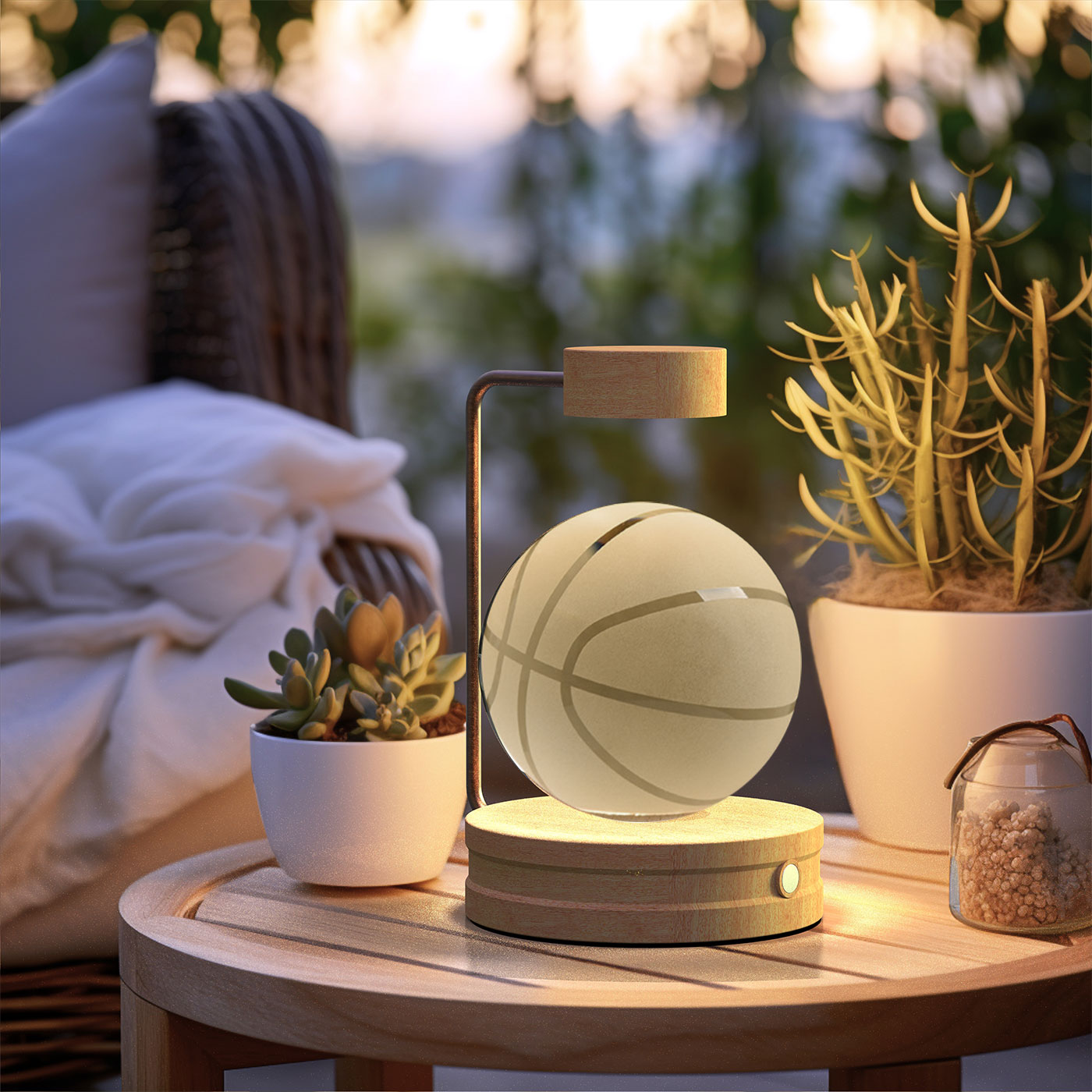 3D Crystal Glass LED Night Light | Touch Switch | USB Rechargeable | Walnut Wood Base | 27 Designs | Dark & Light Wood | Bedroom, Gift & Home Decor