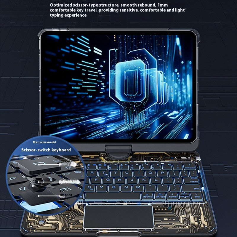 360° Rotating iPad Keyboard Case with Trackpad | Bluetooth | Scissor-Switch | Pen Slot | 5 Colors