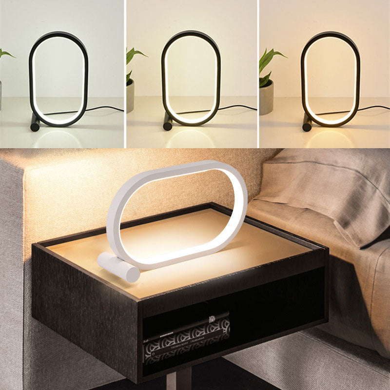 USB Oval Acrylic LED Desk Lamp | 5V | 3-Colour + RGB | Touch, Button & Remote | Dimmable | Black & White