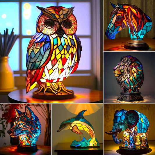 3D Resin Animal Decorative Night Light | Handcrafted | 20 Designs | Small 15cm & Large 22cm | USB | Unicorn, Owl, Dragon, Mermaid & More | Home Decor Gift