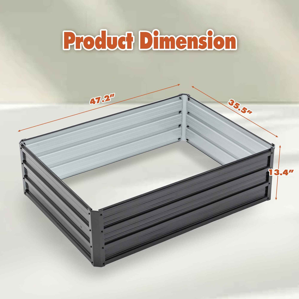 Outdoor Galvanized Steel Raised Garden Bed Kit | Black Rectangle Planter | Bottomless Design | Multi-Size
