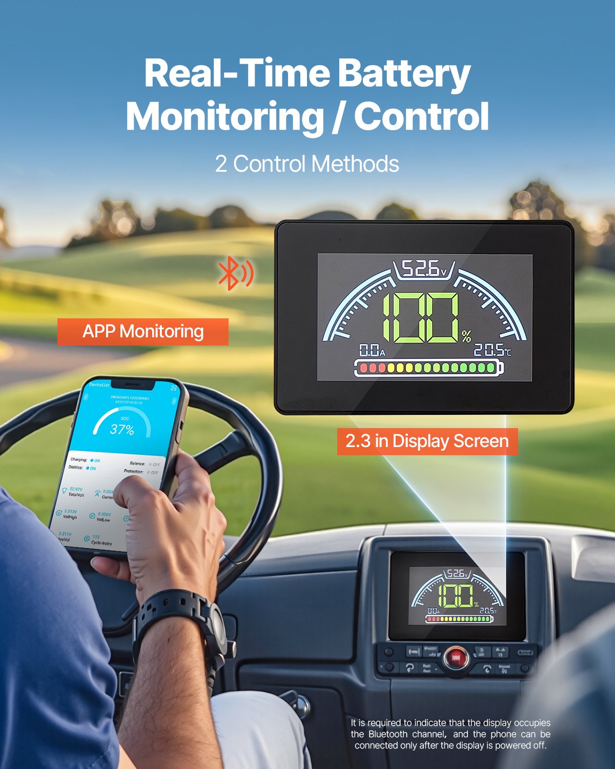 48V 105Ah LiFePO4 Golf Cart Battery | LCD Monitor & 4000+ Cycles