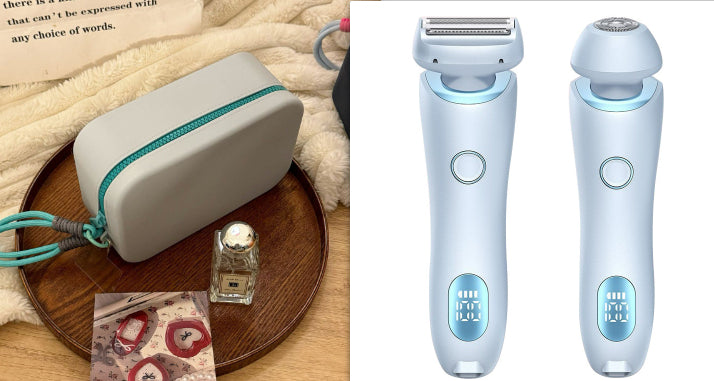 2-in-1 Women's Electric Shaver & Epilator | IPX7 Waterproof | USB Rechargeable | Full Body | Legs, Underarms & Bikini | Hypoallergenic | Wet & Dry | Pink & Blue