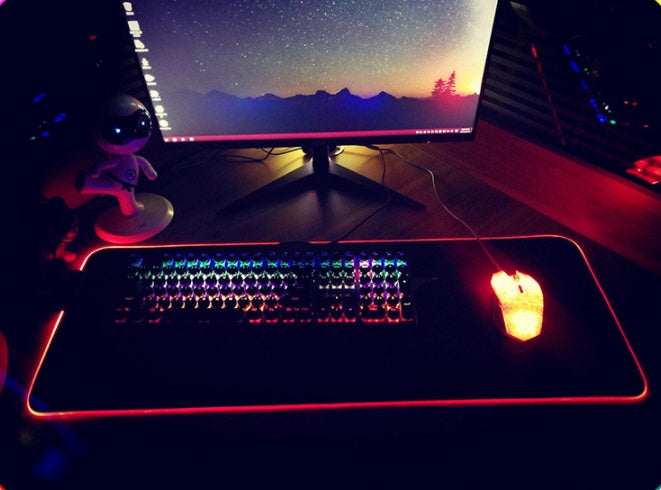 RGB LED Gaming Mouse Pad | 12 Lighting Modes | USB Powered | 3mm & 4mm | 7 Sizes | Desk & Gaming Setup