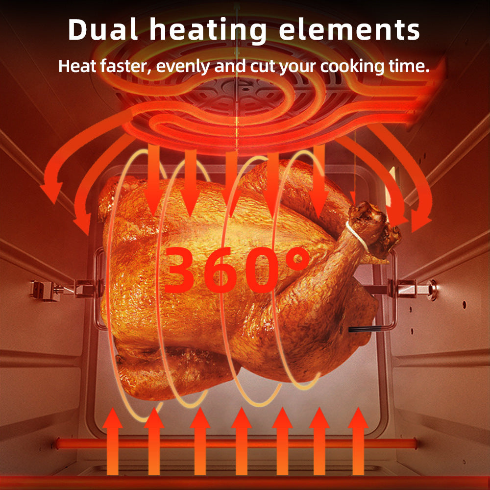 15L Rotisserie Air Fryer Oven | 1700W, 50-220°C, 360° Rotation, Touch Panel, Stainless Steel, EU/UK Plug
