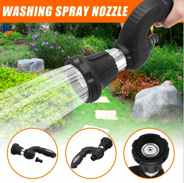 5-Setting Garden Hose Spray Nozzle | ABS + Aluminium Alloy | 23×6.5×11cm | Fits 5/8" Hose | Ergonomic Handle | Lawn, Garden & Car Washing | Black