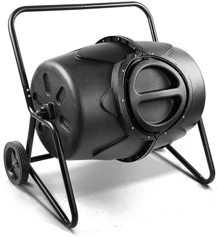 190L Rotary Compost Tumbler Bin | Aerobic Fermentation, Movable Wheels, Garden & Yard Composting