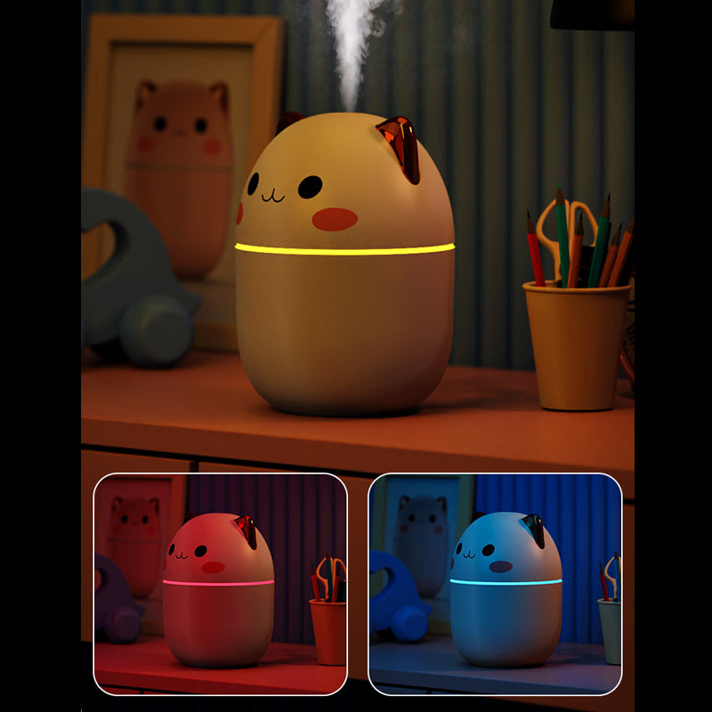 Cute Cat Mini USB Humidifier & Aroma Diffuser | Ultra-Silent | Cool Mist | LED | Electroplated ABS | Green, Pink & White
