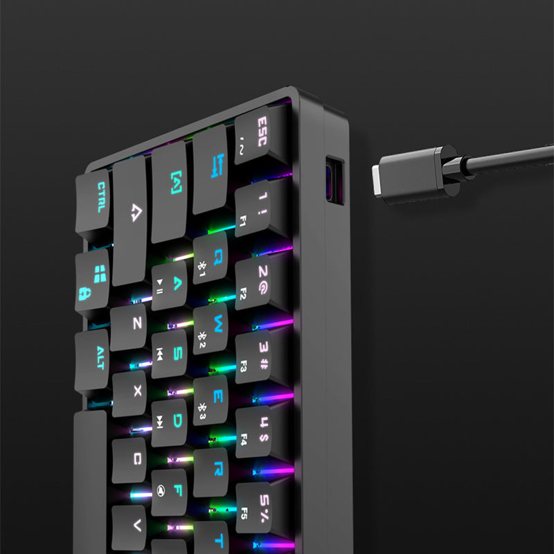 Wireless Bluetooth Mechanical Keyboard | Colorful PBT Keycaps | 29.5×11×4cm | 10m Range | Desktop, Laptop & Tablet | Black & White