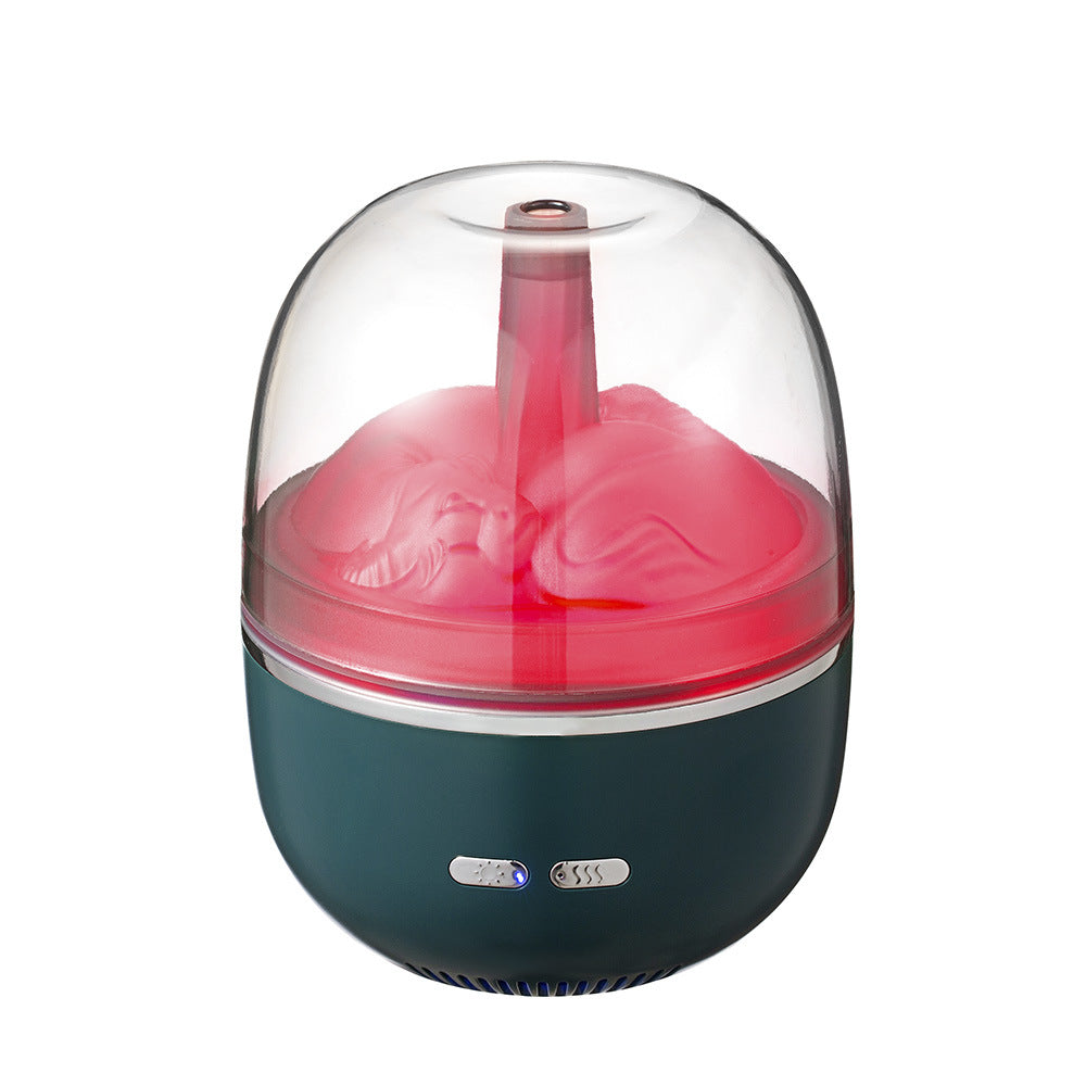 Creative Ultrasonic Aromatherapy Humidifier | Colourful Gradient Light | Nanometre Fog | 8hr Timer | USB | 120×120×151mm | Green & White