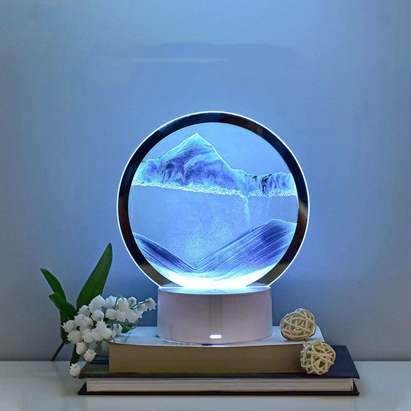 3D Quicksand Glass Table Lamp | ≤36V | Touch Switch | USB | 100×200mm | Blue, Green, Orange, Purple & Red | Bedside, Desk & Home Decor | Night Light & Mood Lamp