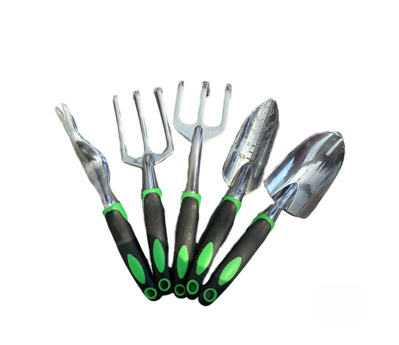 9-Piece Aluminium Alloy Gardening Tool Set | Silicone Two-Colour Handles | 1439g | Gardening, Horticulture & Seedling Cultivation | Green
