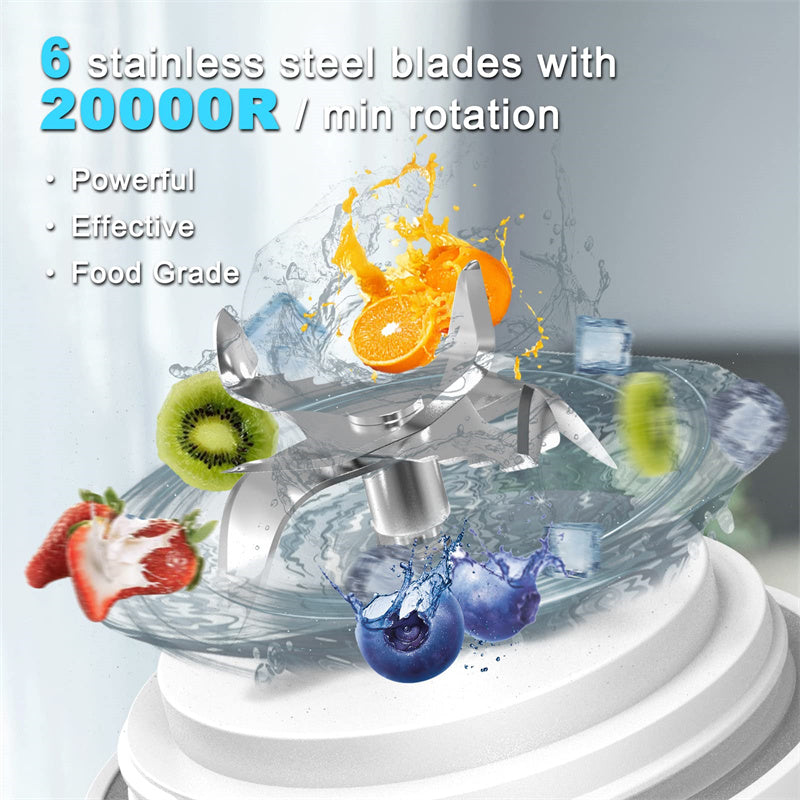 Portable Blender – 600ml Personal Smoothie & Juicer with 6-Blade USB Rechargeable