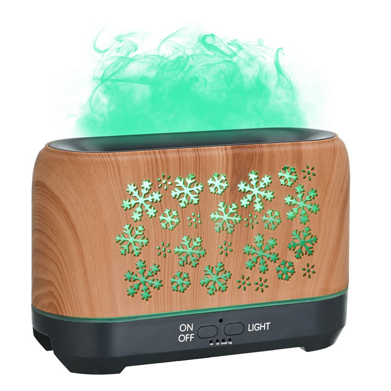 7-Colour Flame Effect Aromatherapy Diffuser & Humidifier | 8W | Wood Grain | Essential Oil | Remote Control | EU, UK & US Plug