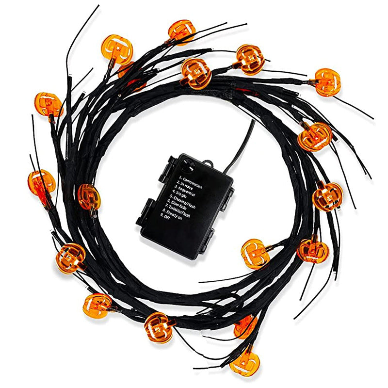 Halloween LED Vine Rattan String Lights | 100 LED | 2m | 4.5V | 50,000hr | Bat & Pumpkin Figures | Indoor & Outdoor | Party, Window & Home Decor | Singles & Bundle Set