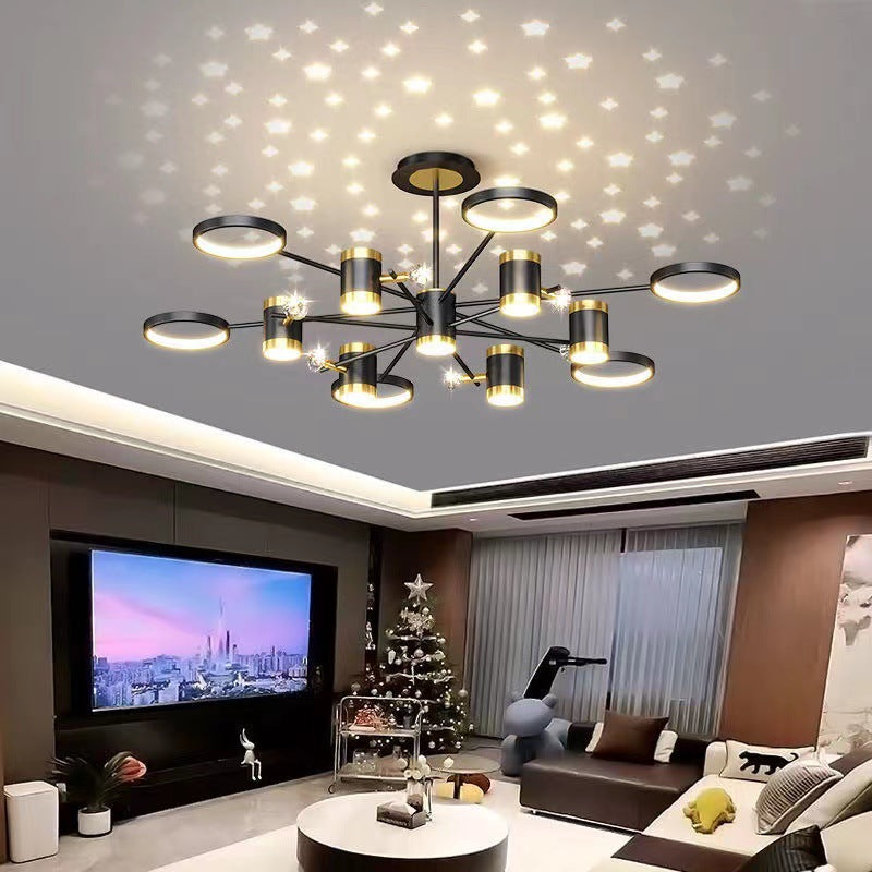 Nordic LED Iron Chandelier | 13 Heads, Remote Control, 1000mm, 15-30㎡, Living Room & Bedroom, Black