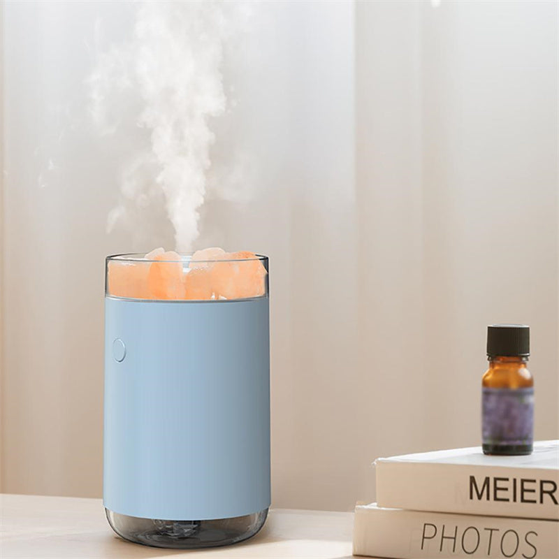 Crystal Salt Stone Humidifier & Aroma Diffuser | USB | 260ml | LED Night Light | Negative Ions | 4–8hr Spray | Blue, Pink & White