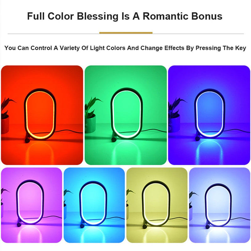 USB Oval Acrylic LED Desk Lamp | 5V | 3-Colour + RGB | Touch, Button & Remote | Dimmable | Black & White